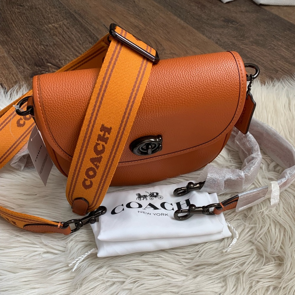 Coach Willow Saddle Bag With Leather And Web Straps - Picture 6 of 17